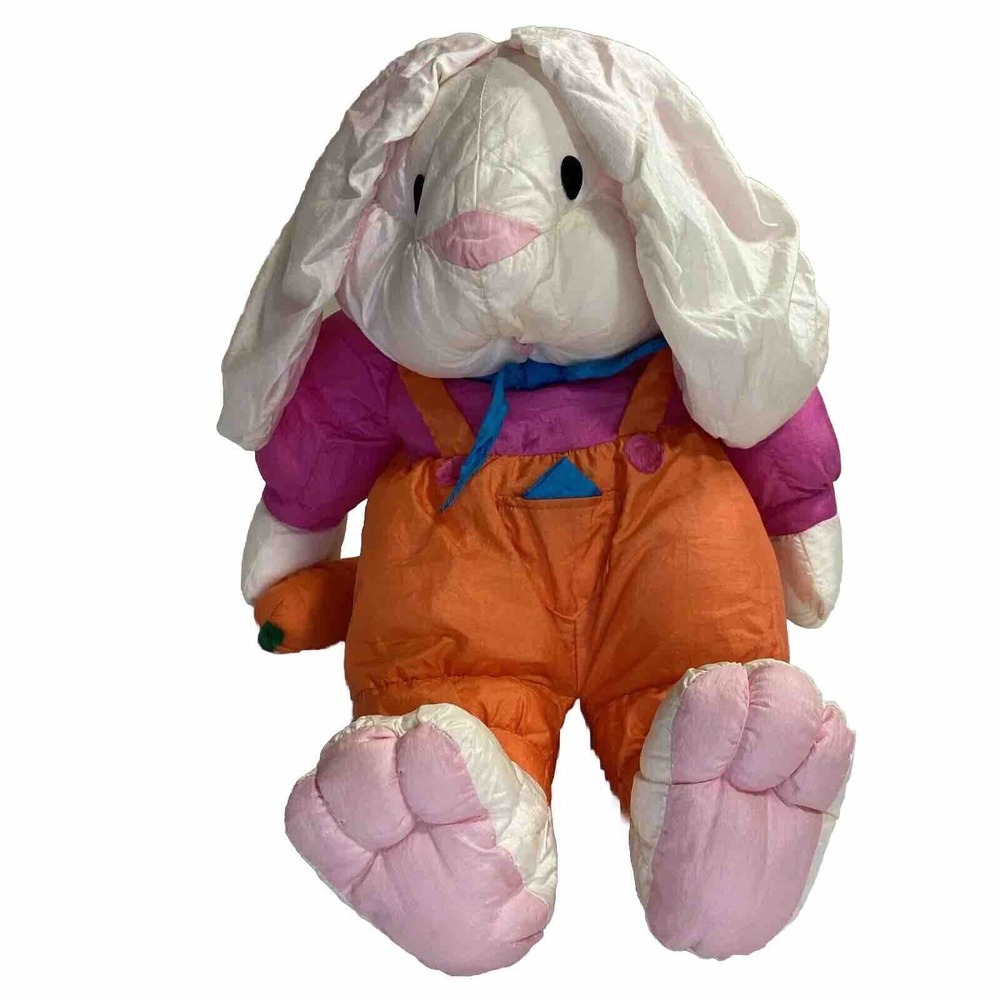 VTG Internat Silver Easter Plush Puffalump Style Bunny Rabbit Stuffed Parachute